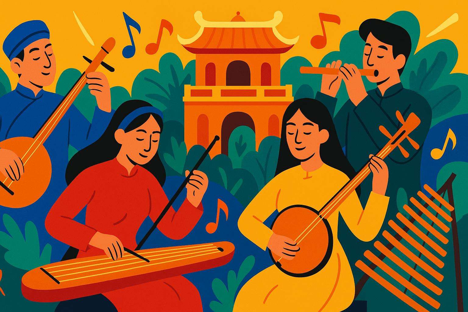  Мелодичный узор национальных инструментов Вьетнама